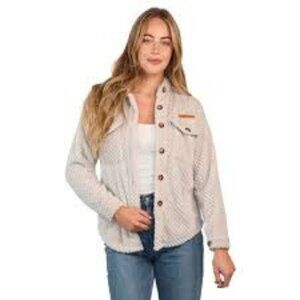 NWT Simply Southern Shacket Jacket Fuzzy Sherpa Gray‎ Boho Outdoors Size M